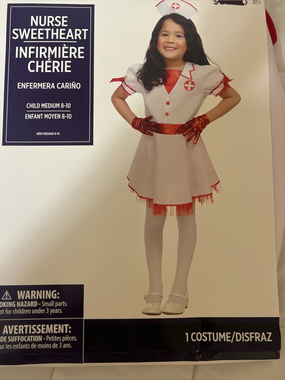 Nurse Sweetheart Kids Halloween Costume - White & Red size 8-10